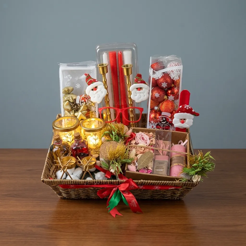 Premium Christmas gift tray with candles holiday accessories and curated products
