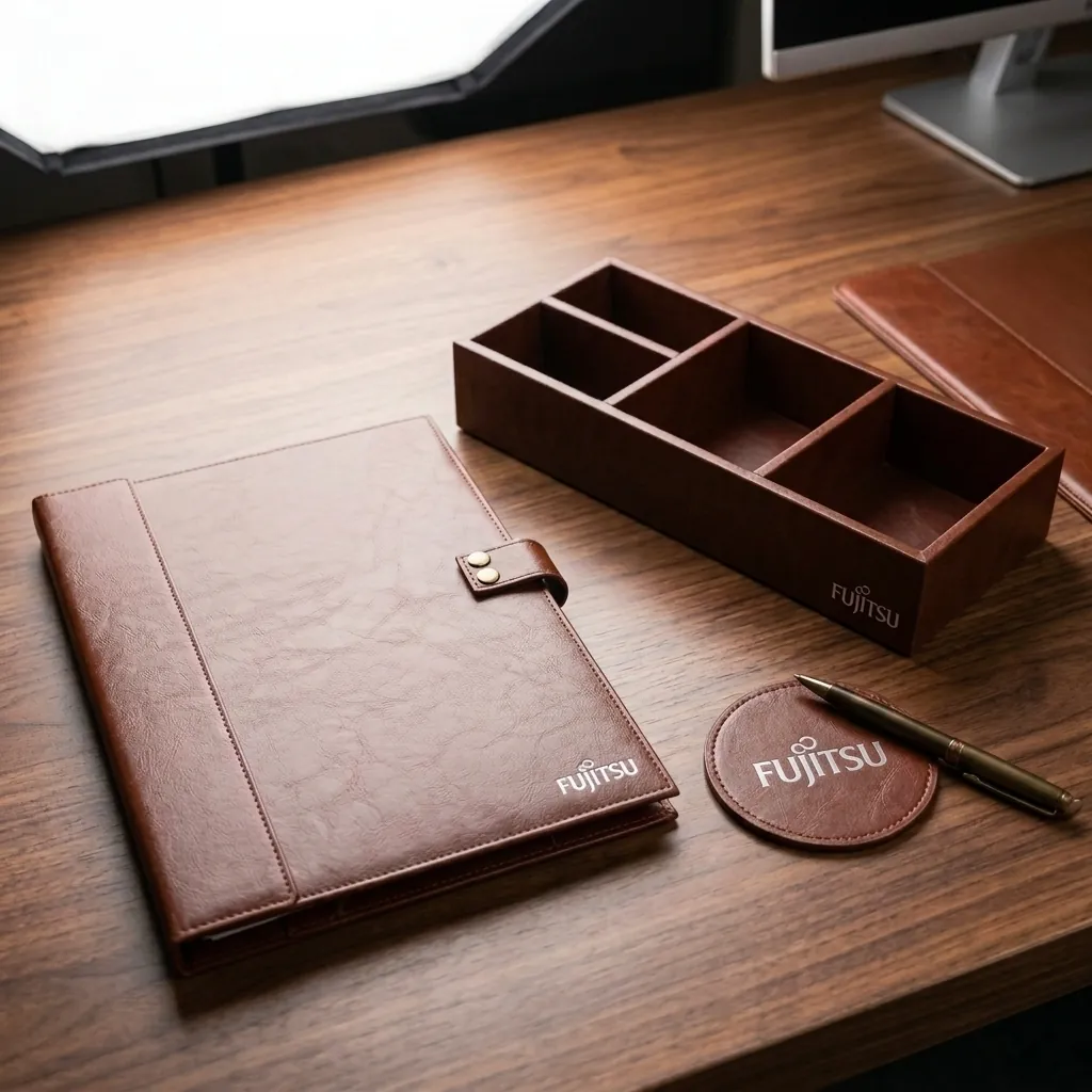 Premium executive desk set with organiser notebook and accessories