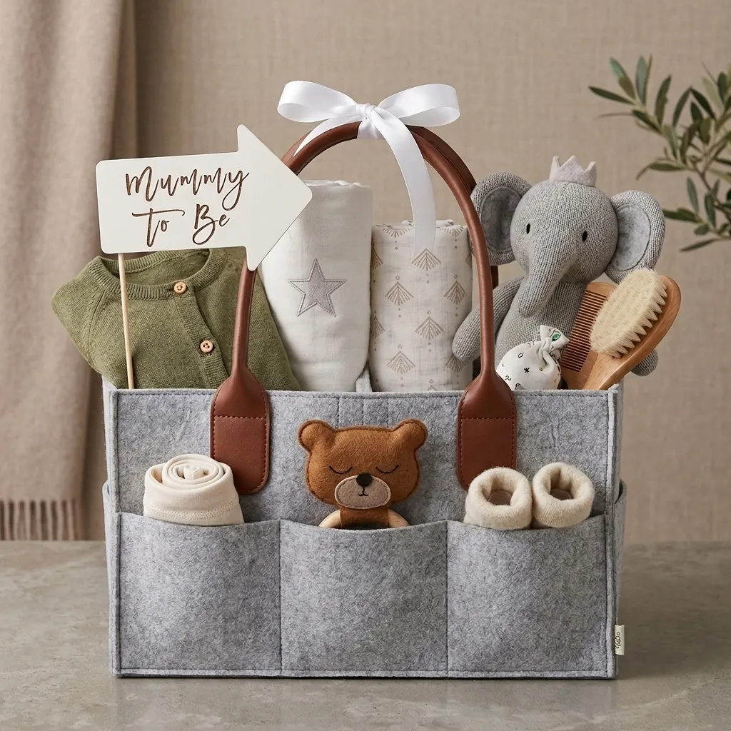 Mummy to be corporate maternity hamper with baby essentials and toys