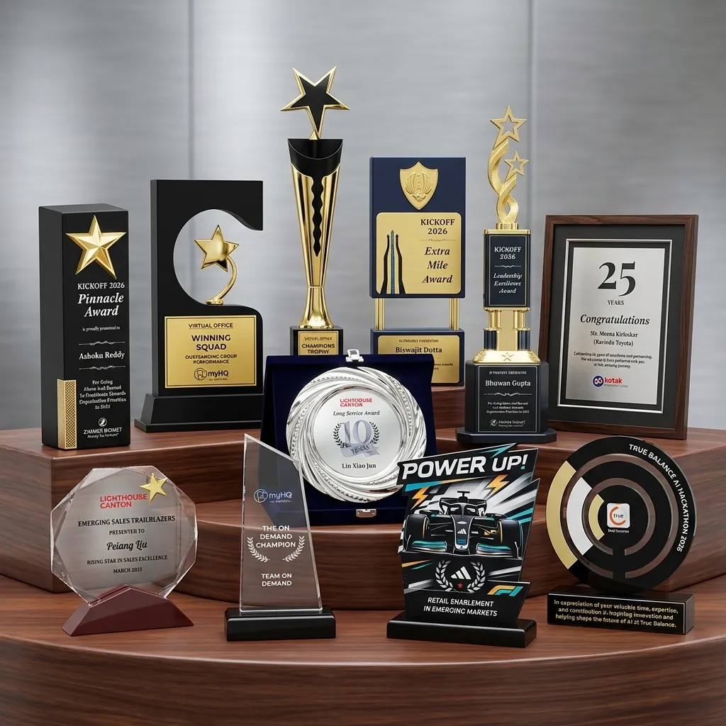Custom corporate trophies and reward recognition awards