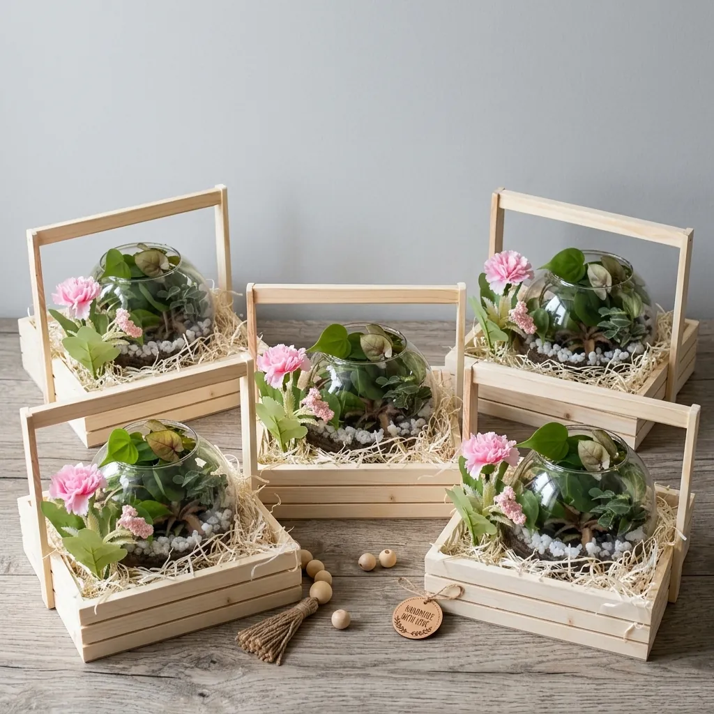 Corporate terrarium gifts in wooden crates