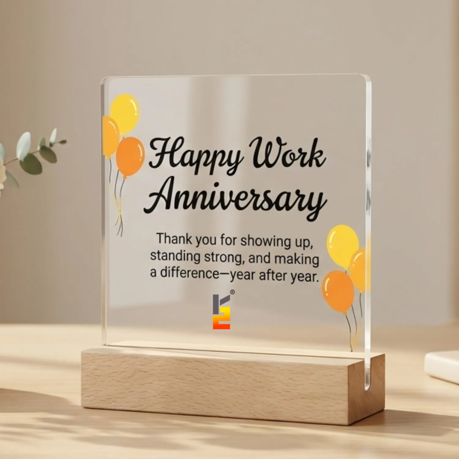 Custom acrylic happy work anniversary recognition plaque